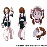 麗日お茶子 設定画 明るく裏表のない性格で、デクの良き理解者。雄英高校に通うためひとりで上京してきた。 “個性”は、指先にある肉球で触れたものを無重力状態にする「無重力（ゼログラビティ）」。