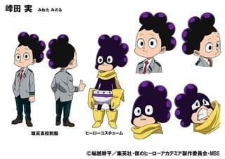 峰田実(CV:広橋涼) お調子者でとにかく女好き。普段は強気な姿勢を見せつつも少しでもピンチになると途端に臆病になる。対象にくっついたら離れないボールのような物質を頭から生み出すことができる“個性”を持つ。