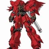 シナンジュ 型式番号：MSN-06S 全高：22.6m 本体重量：25.2t U.C.0094にアナハイム・エレクトロニクス社から「袖付き」によって強奪された試作モビルスーツ。ムーバブルフレームの一部にサイコフレームが採用され、この機体のデータを基にユニコーンガンダムが完成された。「袖付き」のフル・フロンタルの専用機であり、その圧倒的な戦闘力と真紅の姿は、見る者にかつての“赤い彗星”を連想させる。