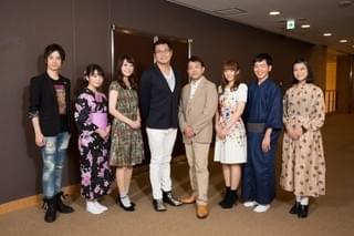 左から、ランズベリー・アーサー、蘭乃和佳子、箸本のぞみ、三宅健太、関俊彦、加藤英美里、岡野友佑、本泉莉奈