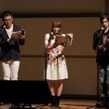 無声映画「ゴルフ狂」 左から、三宅健太、加藤英美里、ランズベリー・アーサー