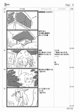 山本監督による前半絵コンテ。イベント上映実施劇場では、ここで紹介した絵コンテなどを収録した「絵コンテ・原画集」が付属する、ブルーレイ劇場先行限定版（数量限定）が発売中