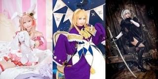 チャリティ撮影会では3つのコスプレを披露 （左から）「幻想神域 -Cross to Fate-」アルテミス、「モンスターストライク」パンドラ、「NieR:Automata」ヨルハ二号B型