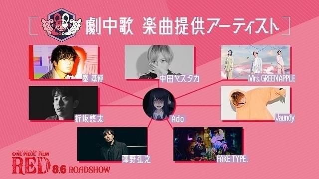 ONE PIECE FILM RED」主題歌は中田ヤスタカ、劇中歌はMrs. GREEN APPLE