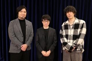 陣内一真(左)、新海誠監督(中央)、野田洋次郎(右)
