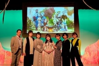 イベントに登壇した平田広明、斎賀みつき、寺崎裕香、久野美咲、富田美憂、伊瀬茉莉也、井澤詩織（写真左から）