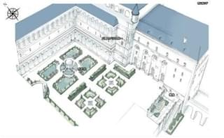 皇都シーエンジス・主城の広間、中庭（俯瞰）