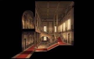 主城と離宮をつなぐ廊下（夕）