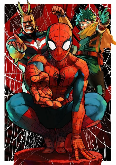 ヒロアカ」最終巻、発売記念 マーベル・コミックとのコラボイラスト