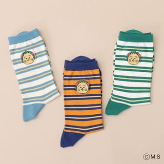 コジコジ マルチボーダー刺繍ソックス