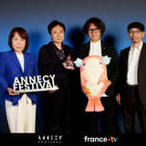 写真左から田中栄子（プロデューサー）、青木康浩監督、小島大和（キャラクターデザイン）、古屋勝悟（演出）