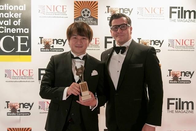 ニース国際映画祭での授賞式の時の写真。