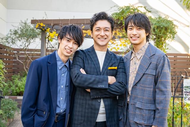 インタビューに応じた石丸幹二（ハリー役）＆藤田悠（アルバス役）＆西野遼（スコーピウス役）