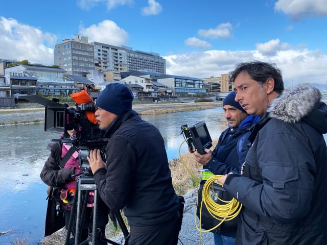 京都・鴨川での撮影風景
