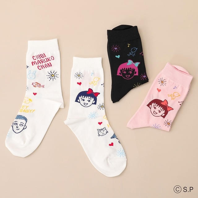 ちびまる子ちゃん ラクガキ総柄ソックス