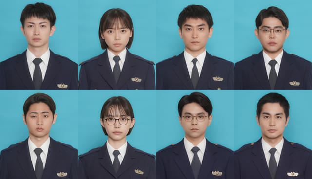 （上段左より）綱啓永、齊藤京子、金子大地、倉悠貴（下段左より）猪狩蒼弥、井桁弘恵、佐藤勝利、中村蒼