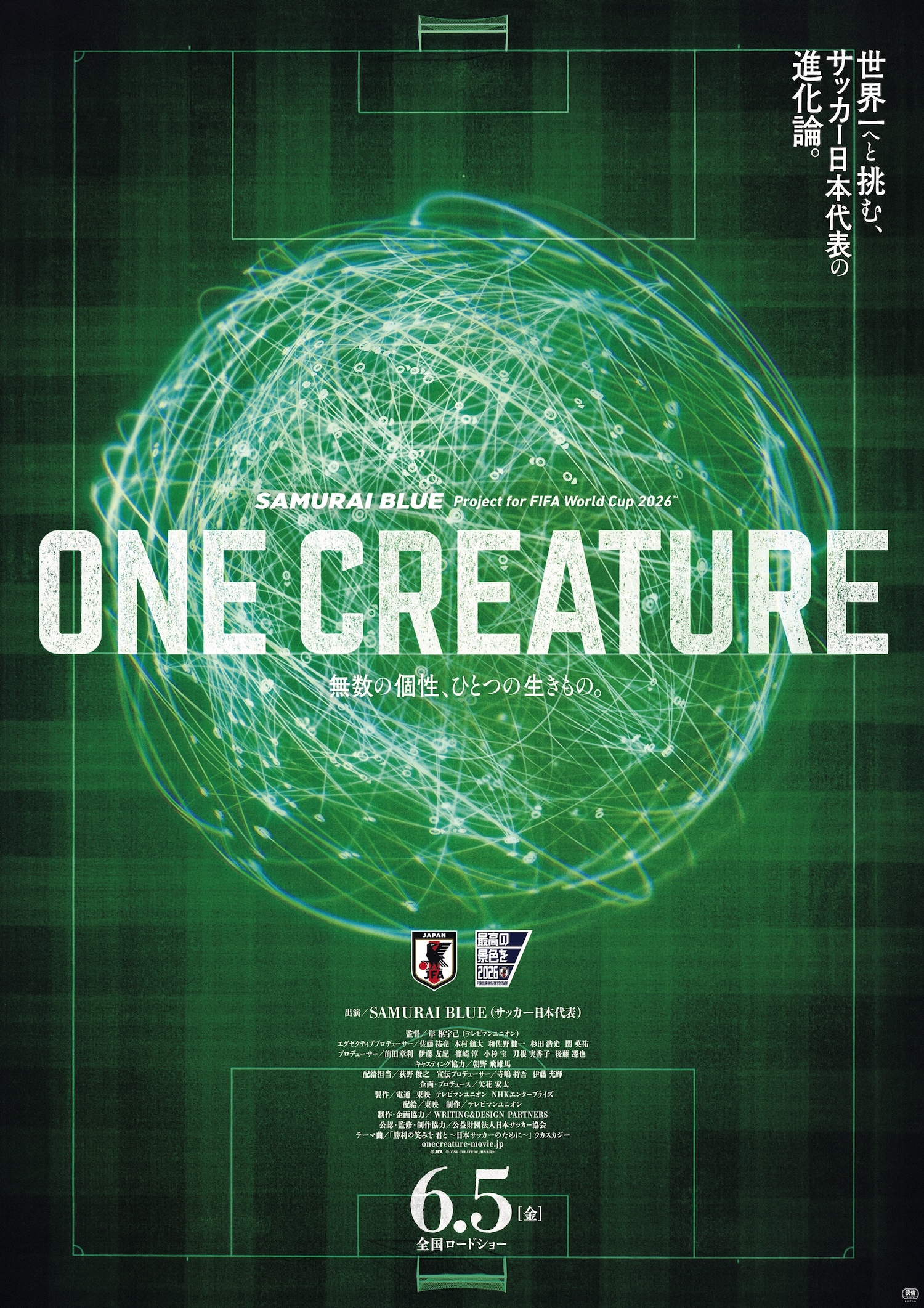 サッカー⽇本代表の軌跡を追うドキュメンタリー「ONE CREATURE」 6月5