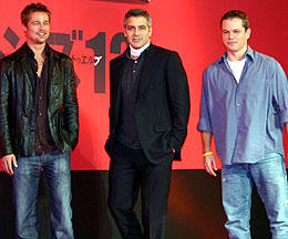 （左より）ブラッド・ピット、ジョージ・クルーニー、マット・デイモン