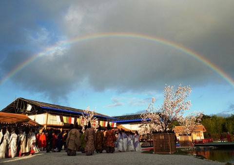 撮影終盤には虹がくっきりと