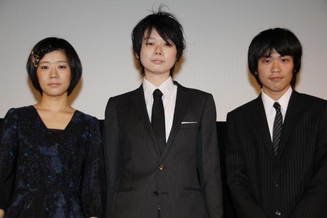 舞台挨拶に立った太田順子、佐藤貴広、廣原暁監督