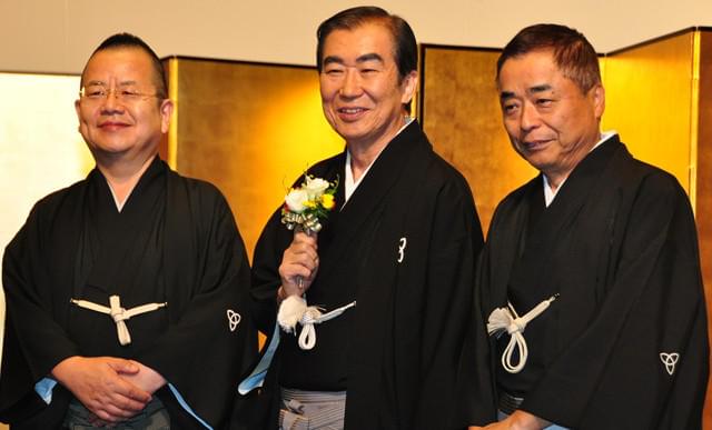 弟子たちを前に襲名の意気込みを語った桂三枝