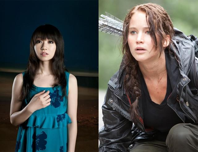 「ハンガー・ゲーム」主演のジェニファー・ローレンス（右）と水樹奈々