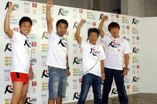 しずちゃん、寛平から新ギャグ伝授され笑顔 今年も東北応援ラン！