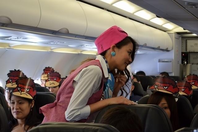 河北麻友子、空飛ぶ“最速”試写会「鷹の爪JET」でCAデビュー！