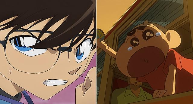 「コナン」（左）は19作目、「クレしん」（右）は23作目での記録更新