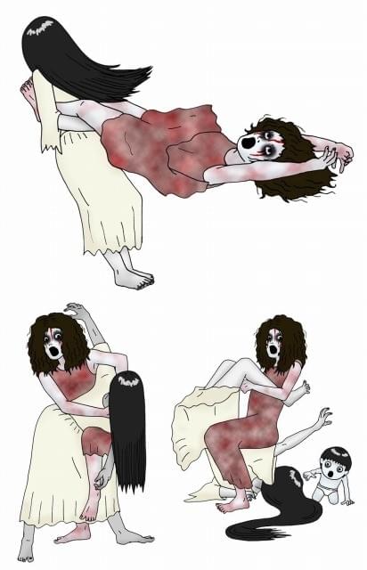 公開まで“対決”が我慢できない!?「貞子vs伽椰子」プロレスイラスト公開