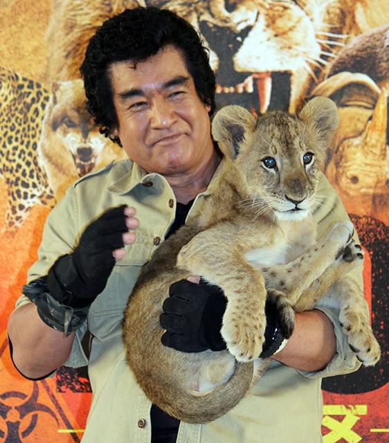 子ライオンに首筋を 引っかかれた藤岡弘、