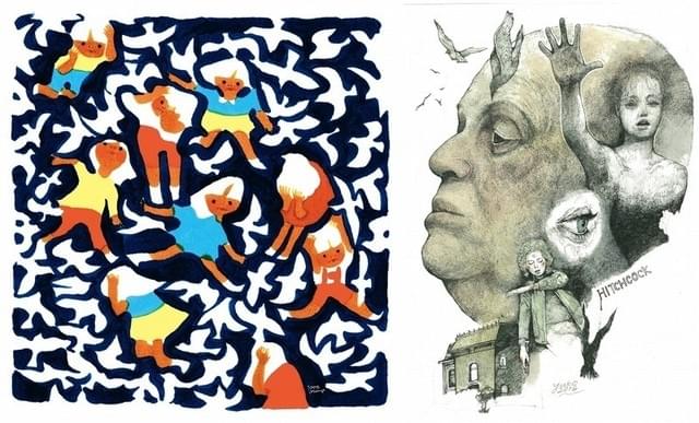 100％ ORANGE（左）とヒグチユウコイラスト