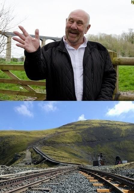 ガイドで作家のジョンさん(上)と 巨人が眠るスノードン山