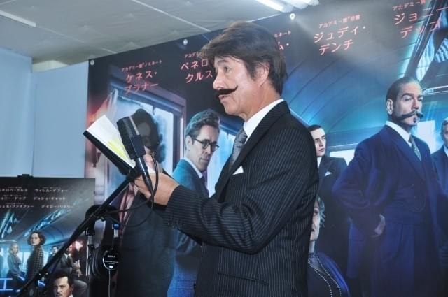 ポアロに扮した草刈正雄、ヒゲつながりで白髭神社で「オリエント急行殺人事件」ヒット祈願