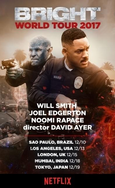 Netflix「ブライト」ウィル・スミス、ジョエル・エドガートン、ノオミ・ラパス来日決定！