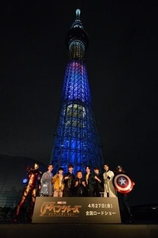「アベンジャーズ」×「超特急」スカイツリー点灯式に天龍源一郎が乱入！