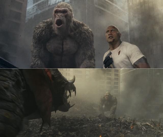 ロック様と巨大ゴリラの動きがシンクロ？「ランペイジ」本編“大乱闘”映像公開