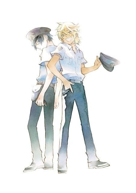 ミギー氏が描いた「さらざんまい」の 登場人物、玲央と真武