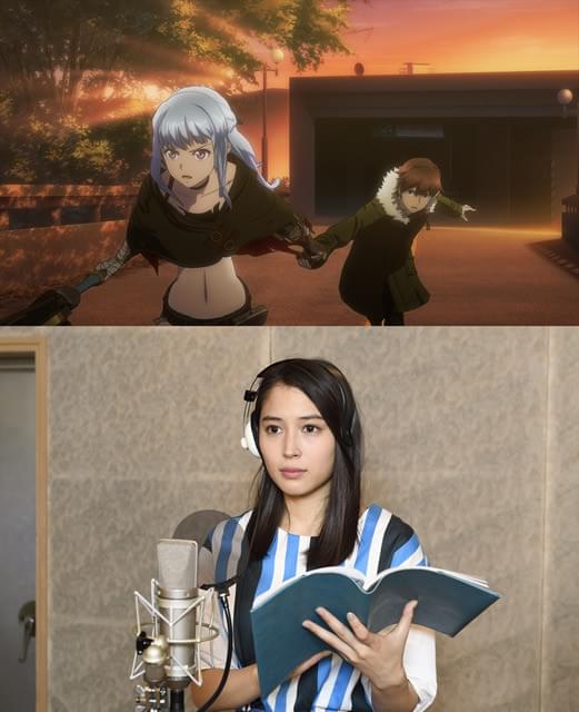 広瀬が演じたソラ（上）と収録中の一場面