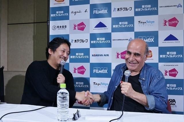 トークイベントを行った入江悠監督、 アミール・ナデリ監督