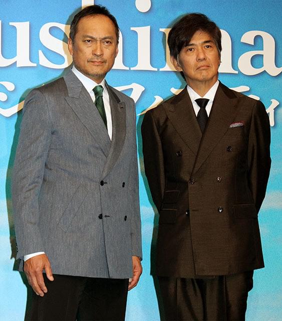 会見した佐藤浩市と渡辺謙