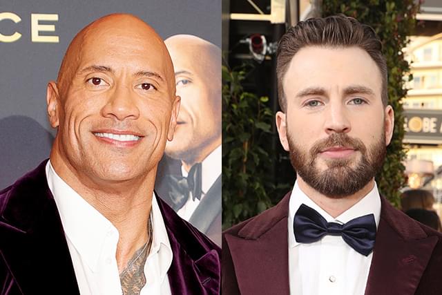 ドウェイン・ジョンソン(左)とクリス・エバンス