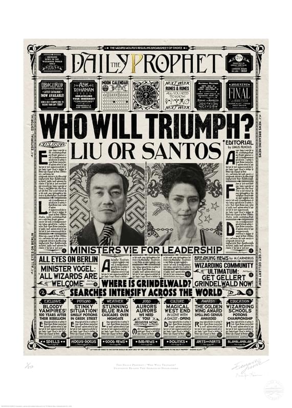 国際魔法使い連盟のリーダー選挙を報じる日刊予言者新聞