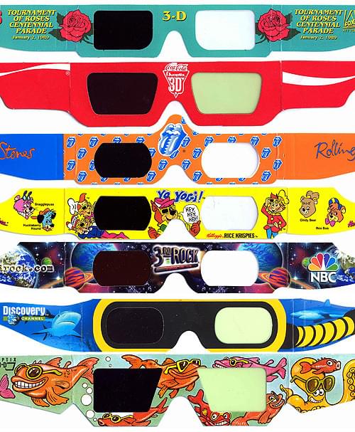 【図8】欧米のテレビ番組に使用された プルフリッヒ・メガネの例