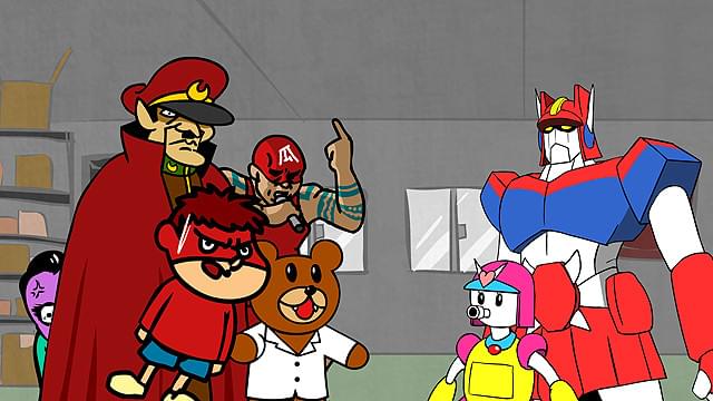 オキテマス親子（右）と鷹の爪団