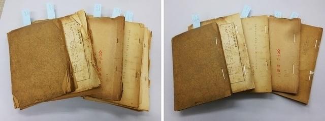 脚本の修復前(左)と修復後(右)。シワやめくれが直り、綺麗に閉じられている