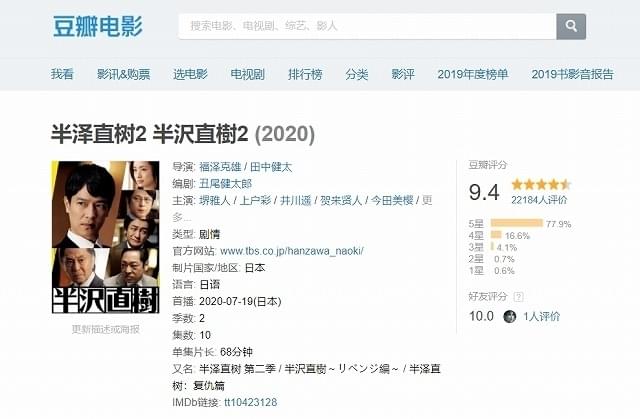 「半沢直樹」（2020年版）は中国でも高評価！