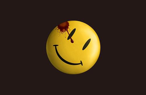 ピースマークに血の滴がたれると 「ウォッチメン」のマークに