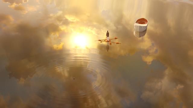 夕暮れが映り込む海面は目を見張る美しさ