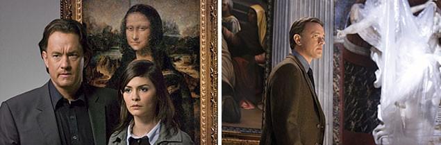 （左）「ダ・ヴィンチ・コード」、（右）「天使と悪魔」の一場面